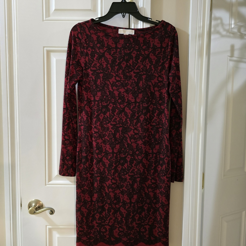 Michael Kors Red and Black Long Sleeve Dress.